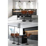 Table & Bar Stools: Artiss Bar Stools Gas Lift Leather All Black