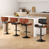 Table & Bar Stools: Artiss 4x Bar Stools Gas Lift Leather All Black