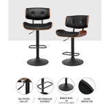 Table & Bar Stools: Artiss 4x Bar Stools Gas Lift Leather All Black