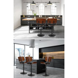 Table & Bar Stools: Artiss 4x Bar Stools Gas Lift Leather All Black