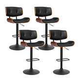 Table & Bar Stools: Artiss 4x Bar Stools Gas Lift Leather All Black