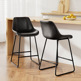 Table & Bar Stools: Artiss Bar Stools Kitchen Counter Barstools Leather Metal Chairs Black x2