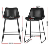 Table & Bar Stools: Artiss Bar Stools Kitchen Counter Barstools Leather Metal Chairs Black x2
