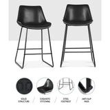 Table & Bar Stools: Artiss Bar Stools Kitchen Counter Barstools Leather Metal Chairs Black x2