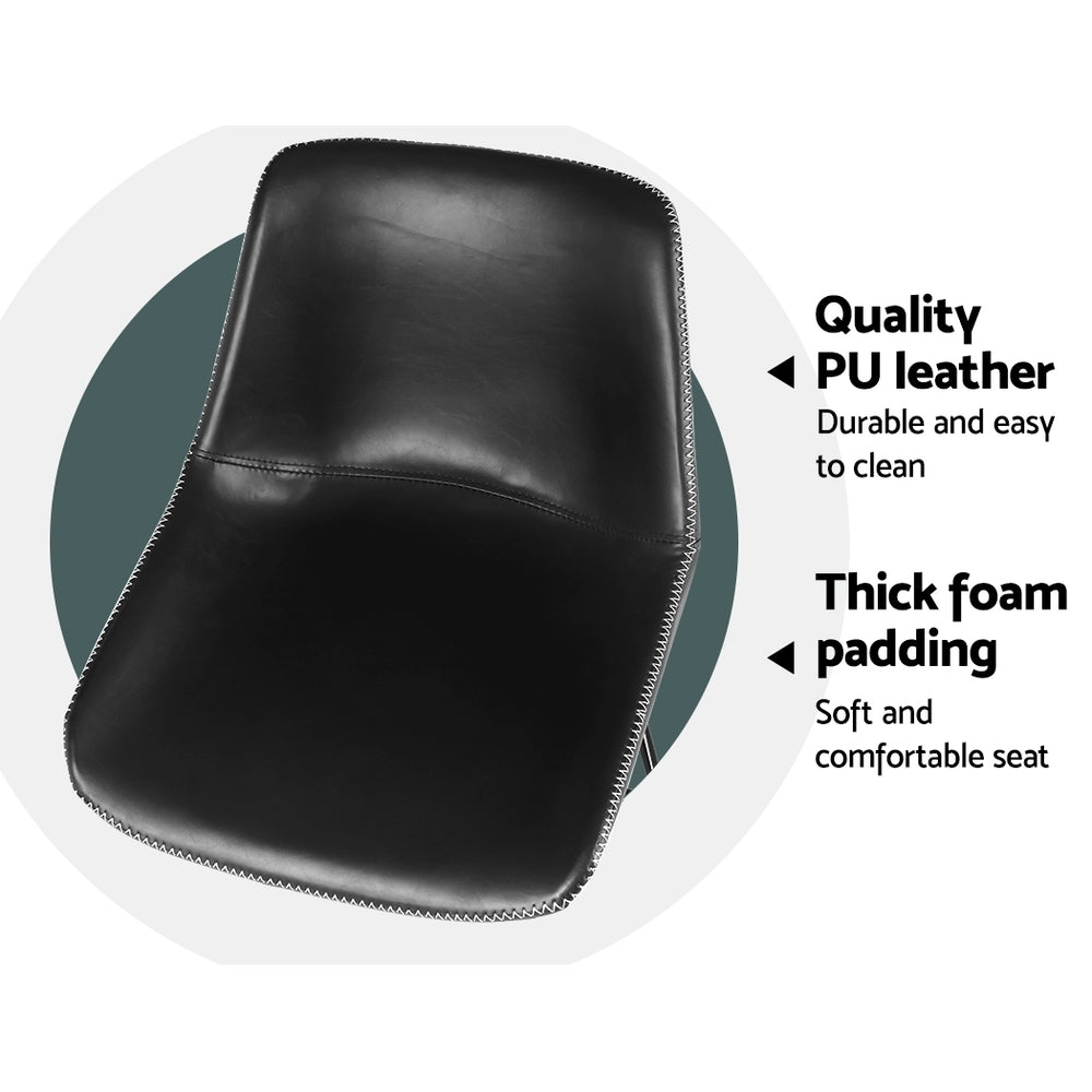 Table & Bar Stools: Artiss Bar Stools Kitchen Counter Barstools Leather Metal Chairs Black x2