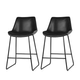 Table & Bar Stools: Artiss Bar Stools Kitchen Counter Barstools Leather Metal Chairs Black x2