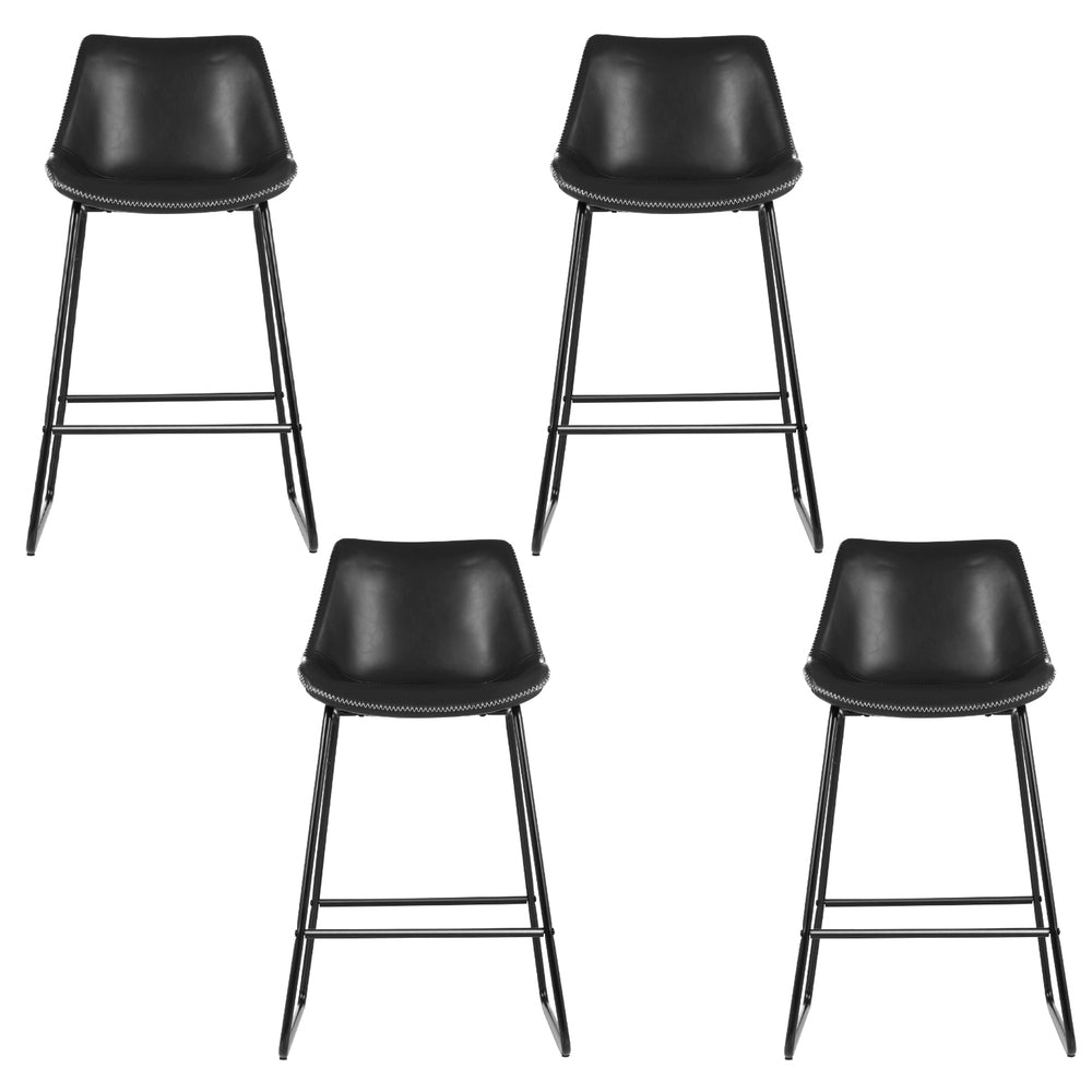 Massage Chairs: Artiss 4x Bar Stools Leather Padded Metal Legs Black