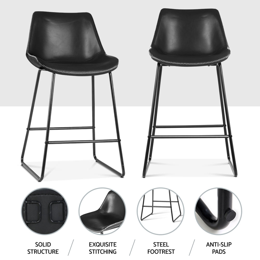 Massage Chairs: Artiss 4x Bar Stools Leather Padded Metal Legs Black