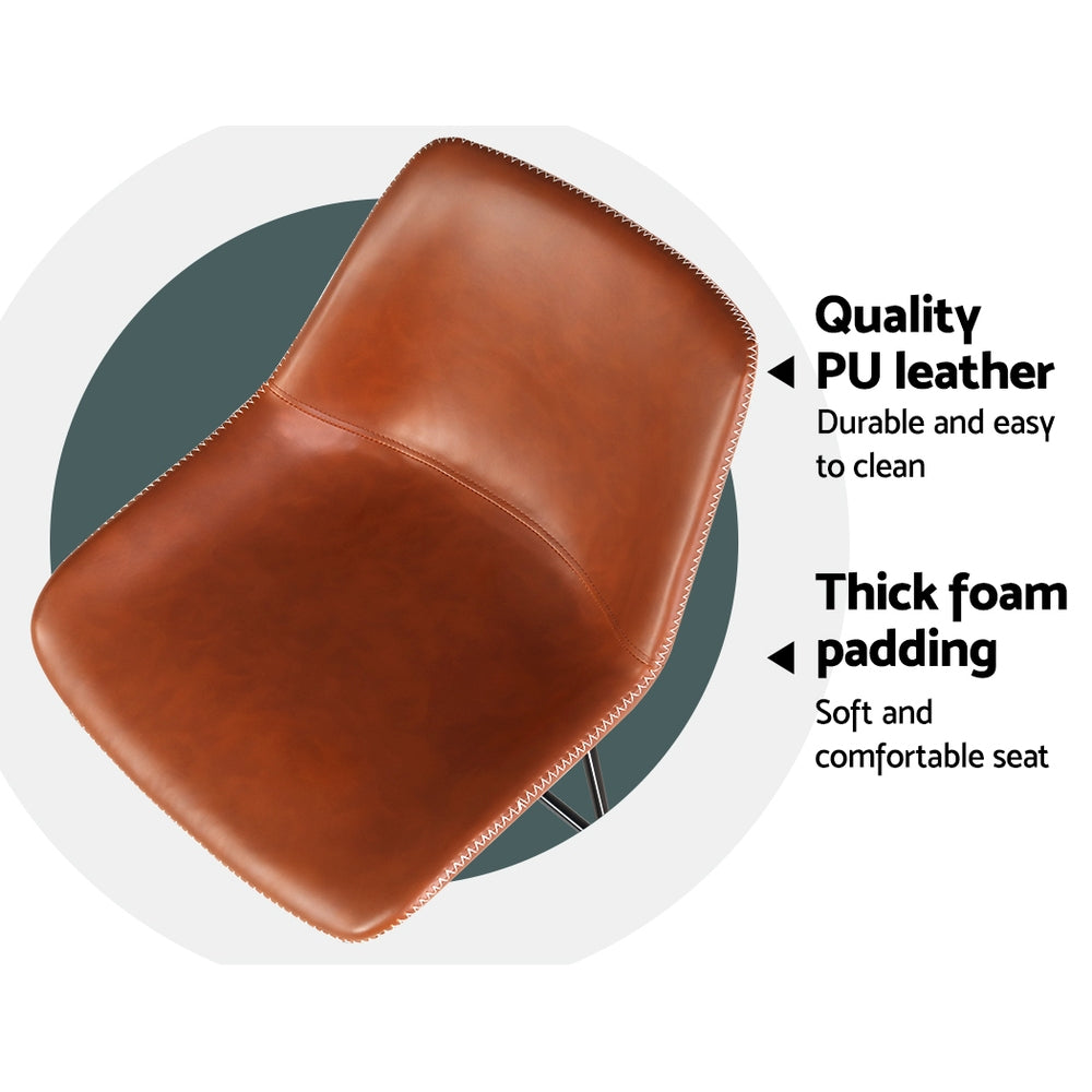 Table & Bar Stools: Artiss Bar Stools Kitchen Counter Barstools Leather Metal Chairs Brown x2