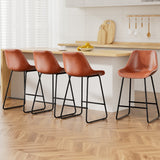 Massage Chairs: Artiss 4x Bar Stools Leather Padded Metal Legs Brown