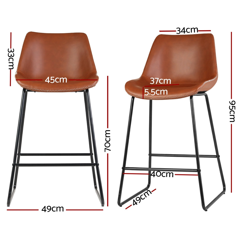 Massage Chairs: Artiss 4x Bar Stools Leather Padded Metal Legs Brown