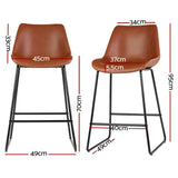 Massage Chairs: Artiss 4x Bar Stools Leather Padded Metal Legs Brown