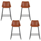 Massage Chairs: Artiss 4x Bar Stools Leather Padded Metal Legs Brown