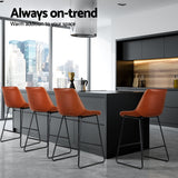 Massage Chairs: Artiss 4x Bar Stools Leather Padded Metal Legs Brown