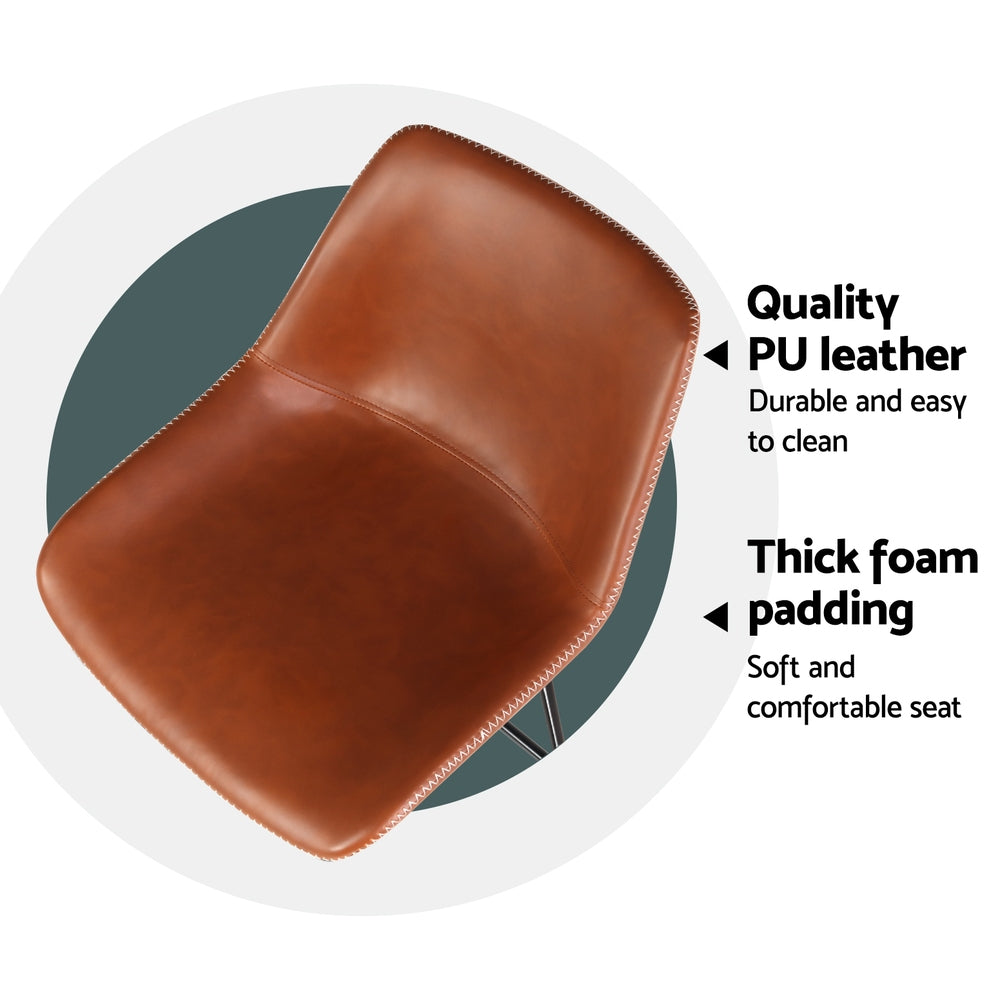 Massage Chairs: Artiss 4x Bar Stools Leather Padded Metal Legs Brown