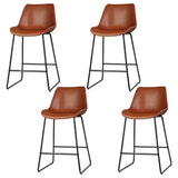 Massage Chairs: Artiss 4x Bar Stools Leather Padded Metal Legs Brown