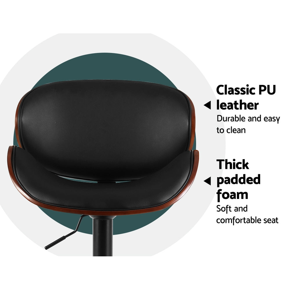 Table & Bar Stools: Artiss Bar Stools Kitchen Leather Barstools Swivel Gas Lift Vintage Chairs Black