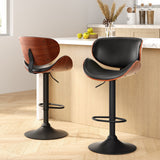 Table & Bar Stools: Artiss Bar Stools Kitchen Leather Barstools Swivel Gas Lift Chairs Black x2