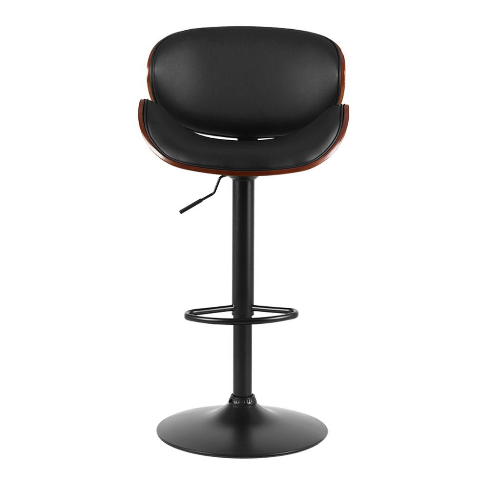 Table & Bar Stools: Artiss Bar Stools Kitchen Leather Barstools Swivel Gas Lift Chairs Black x2