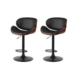 Table & Bar Stools: Artiss Bar Stools Kitchen Leather Barstools Swivel Gas Lift Chairs Black x2
