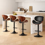 Table & Bar Stools: Artiss 4x Bar Stools Gas Lift Leather Padded Black