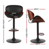 Table & Bar Stools: Artiss 4x Bar Stools Gas Lift Leather Padded Black
