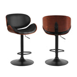 Table & Bar Stools: Artiss 4x Bar Stools Gas Lift Leather Padded Black