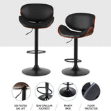 Table & Bar Stools: Artiss 4x Bar Stools Gas Lift Leather Padded Black