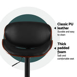 Table & Bar Stools: Artiss 4x Bar Stools Gas Lift Leather Padded Black