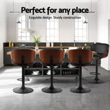 Table & Bar Stools: Artiss 4x Bar Stools Gas Lift Leather Padded Black