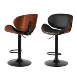 Table & Bar Stools: Artiss 4x Bar Stools Gas Lift Leather Padded Black