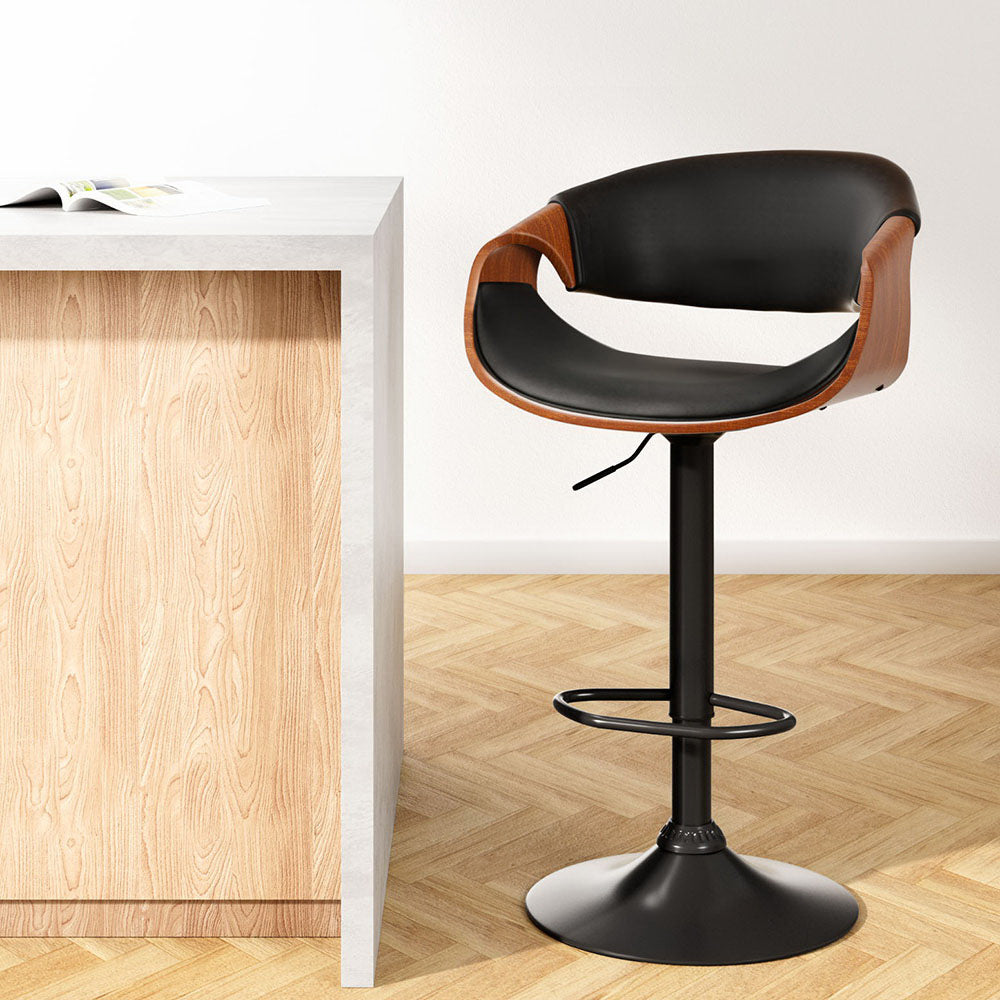 Table & Bar Stools: Artiss Bar Stools Gas Lift Leather w/Armrest