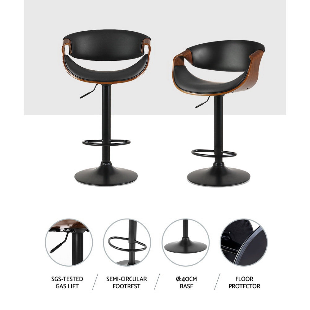 Table & Bar Stools: Artiss Bar Stools Gas Lift Leather w/Armrest