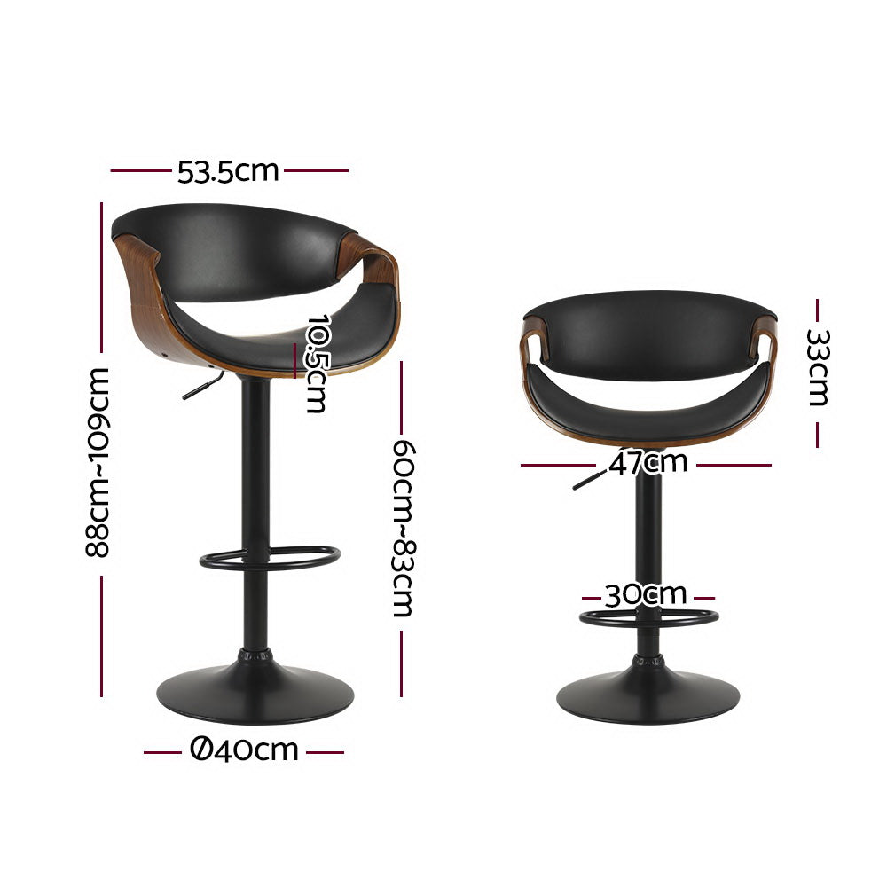 Table & Bar Stools: Artiss 2x Bar Stools Gas Lift Leather w/Armrest