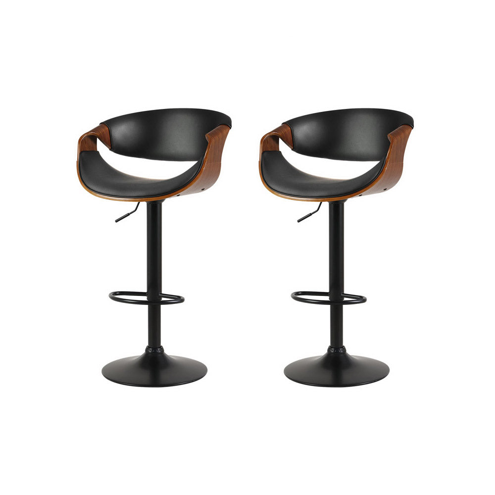 Table & Bar Stools: Artiss 2x Bar Stools Gas Lift Leather w/Armrest