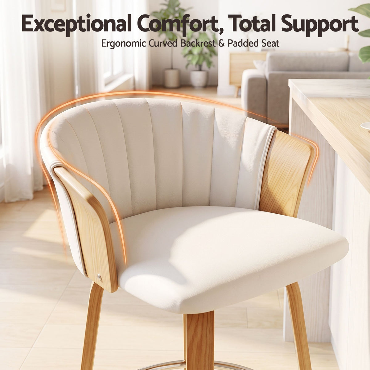 Artiss 66cm Seat Height Wooden Bar Stools Swivel Kitchen Counter Stool Chair