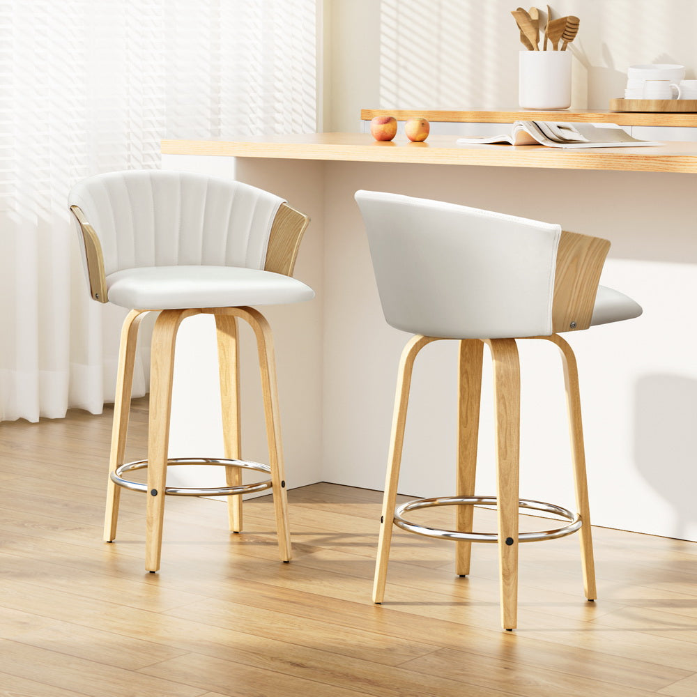 Table & Bar Stools: Artiss Bar Stools Kitchen Leather Barstools Swivel Counter Chairs x2