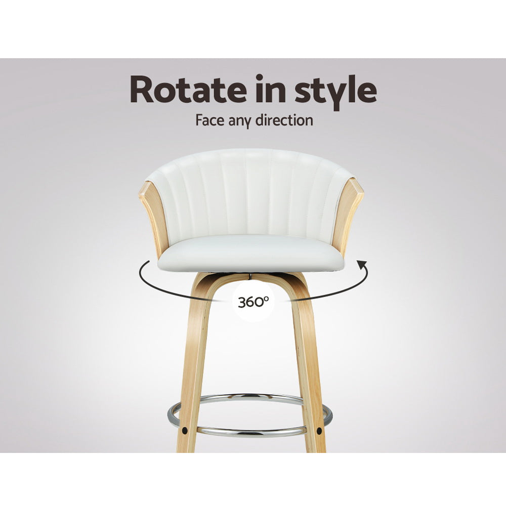 Table & Bar Stools: Artiss Bar Stools Kitchen Leather Barstools Swivel Counter Chairs x2