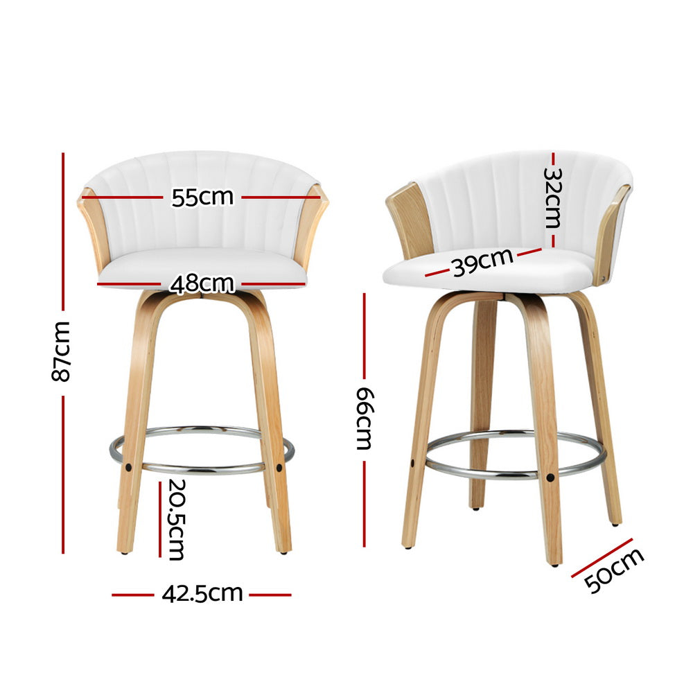 Arm Chairs & Recliners: Artiss 4x Bar Stools Swivel Leather Chairs Wooden