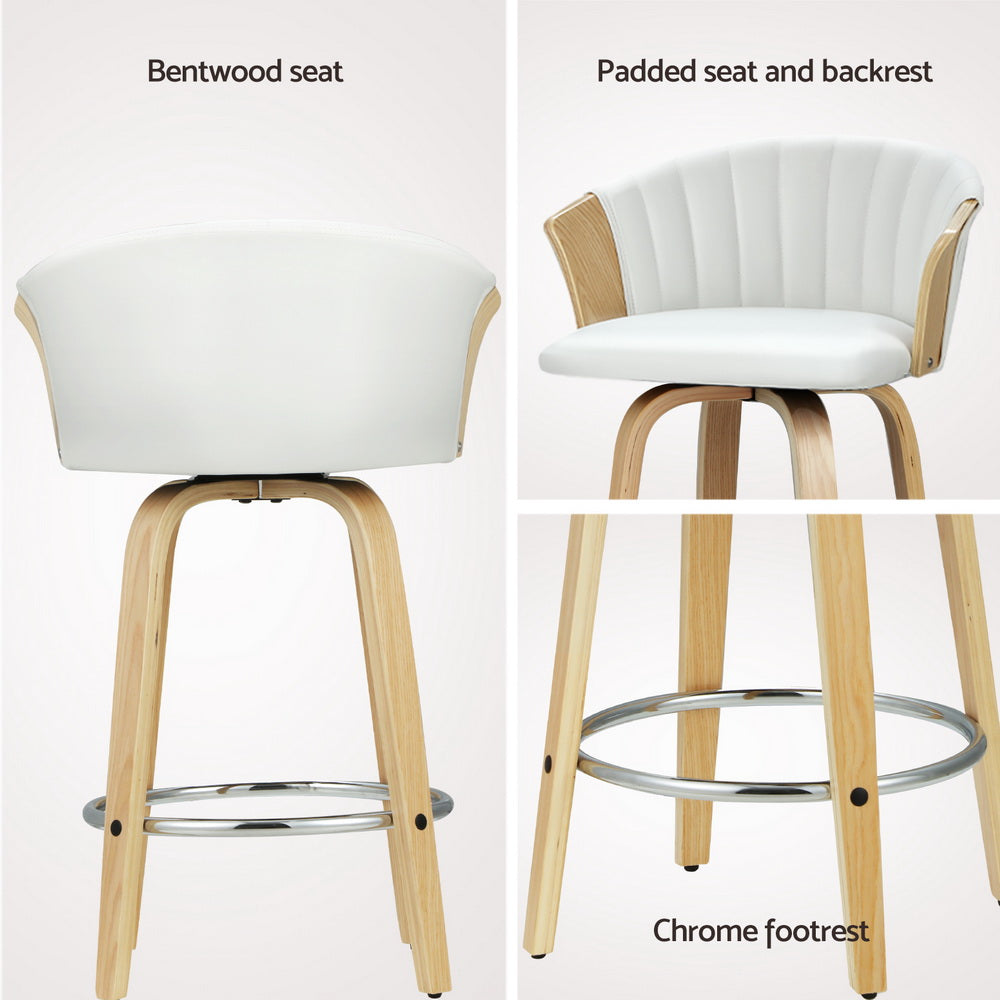 Arm Chairs & Recliners: Artiss 4x Bar Stools Swivel Leather Chairs Wooden
