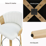 Arm Chairs & Recliners: Artiss 4x Bar Stools Swivel Leather Chairs Wooden