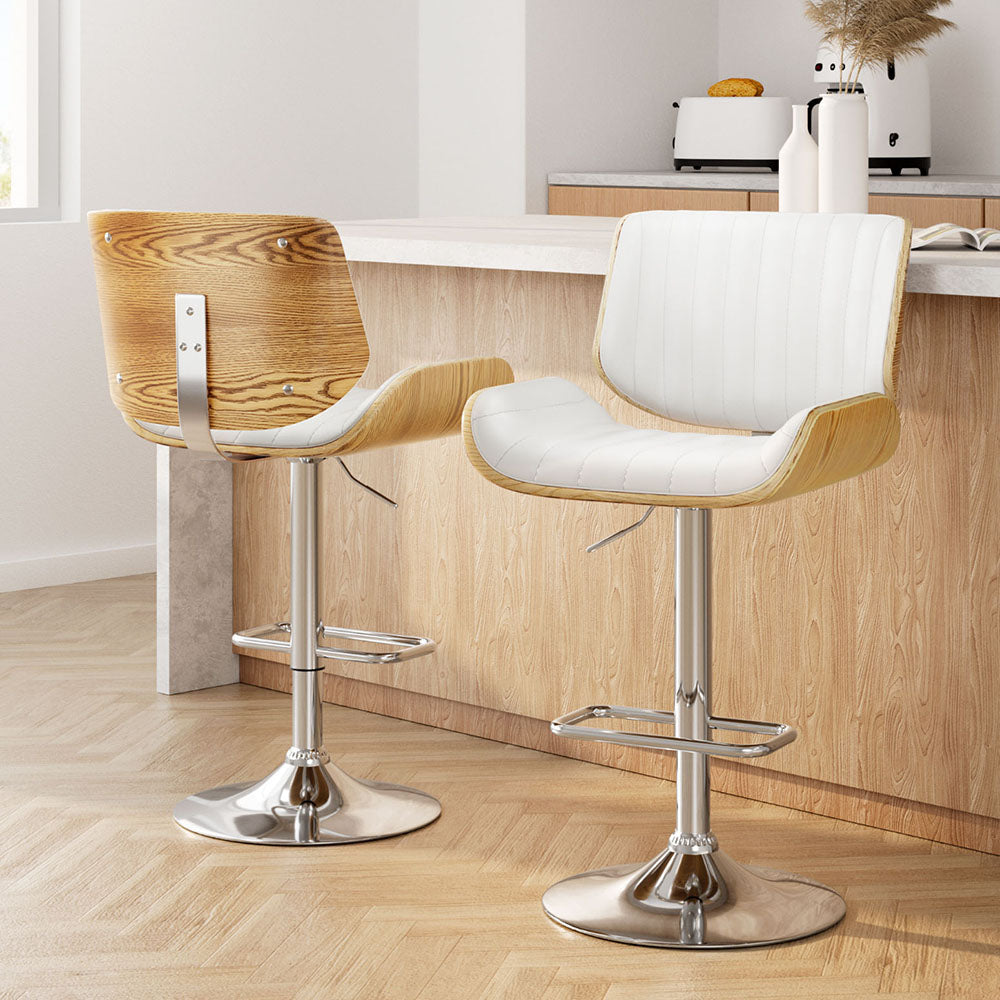 Table & Bar Stools: Artiss 2x Bar Stools Adjustable Leather Chairs