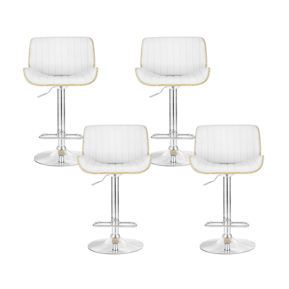 Arm Chairs & Recliners: Artiss 4x Bar Stools Adjustable Leather Chairs