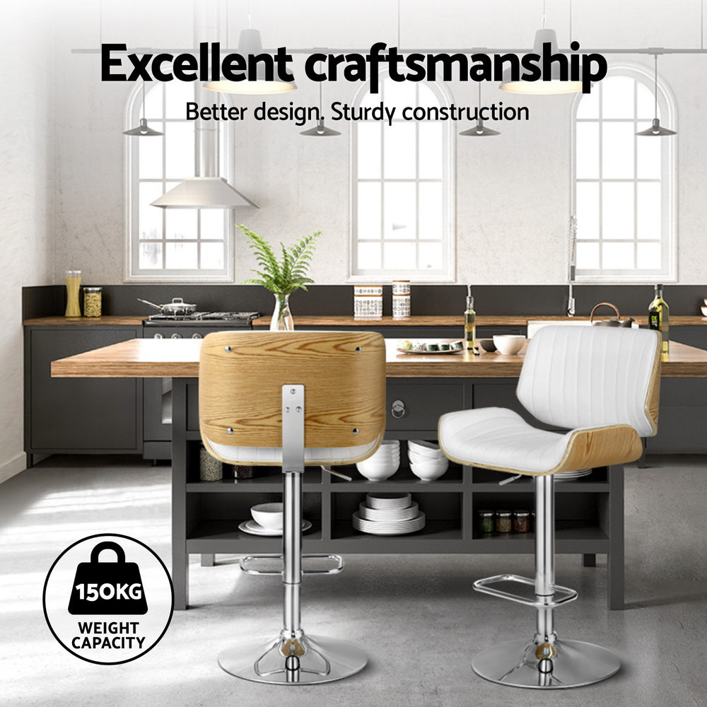 Arm Chairs & Recliners: Artiss 4x Bar Stools Adjustable Leather Chairs