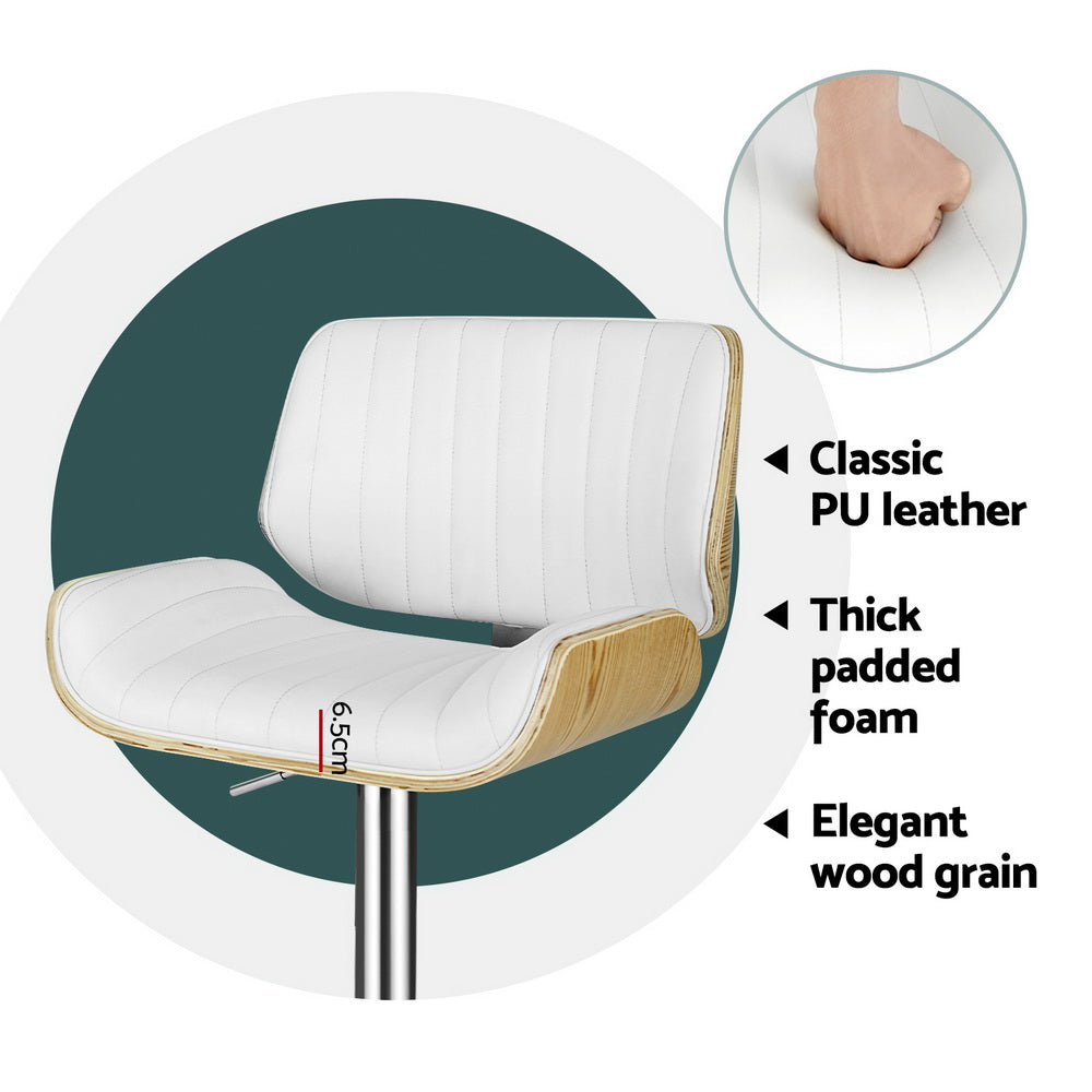 Arm Chairs & Recliners: Artiss 4x Bar Stools Adjustable Leather Chairs