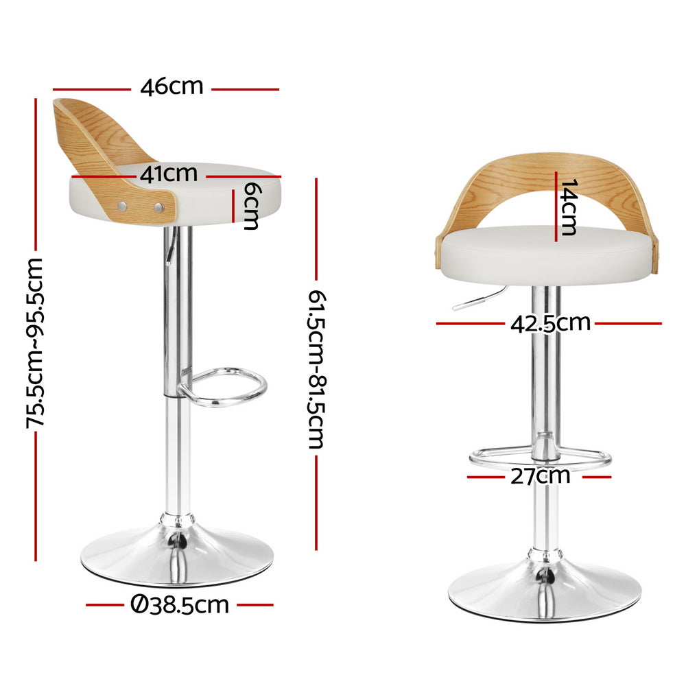Arm Chairs & Recliners: Artiss 4x Bar Stools Adjustable Leather Padded White