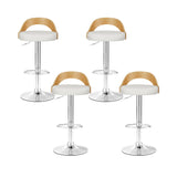 Arm Chairs & Recliners: Artiss 4x Bar Stools Adjustable Leather Padded White