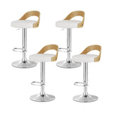Arm Chairs & Recliners: Artiss 4x Bar Stools Adjustable Leather Padded White