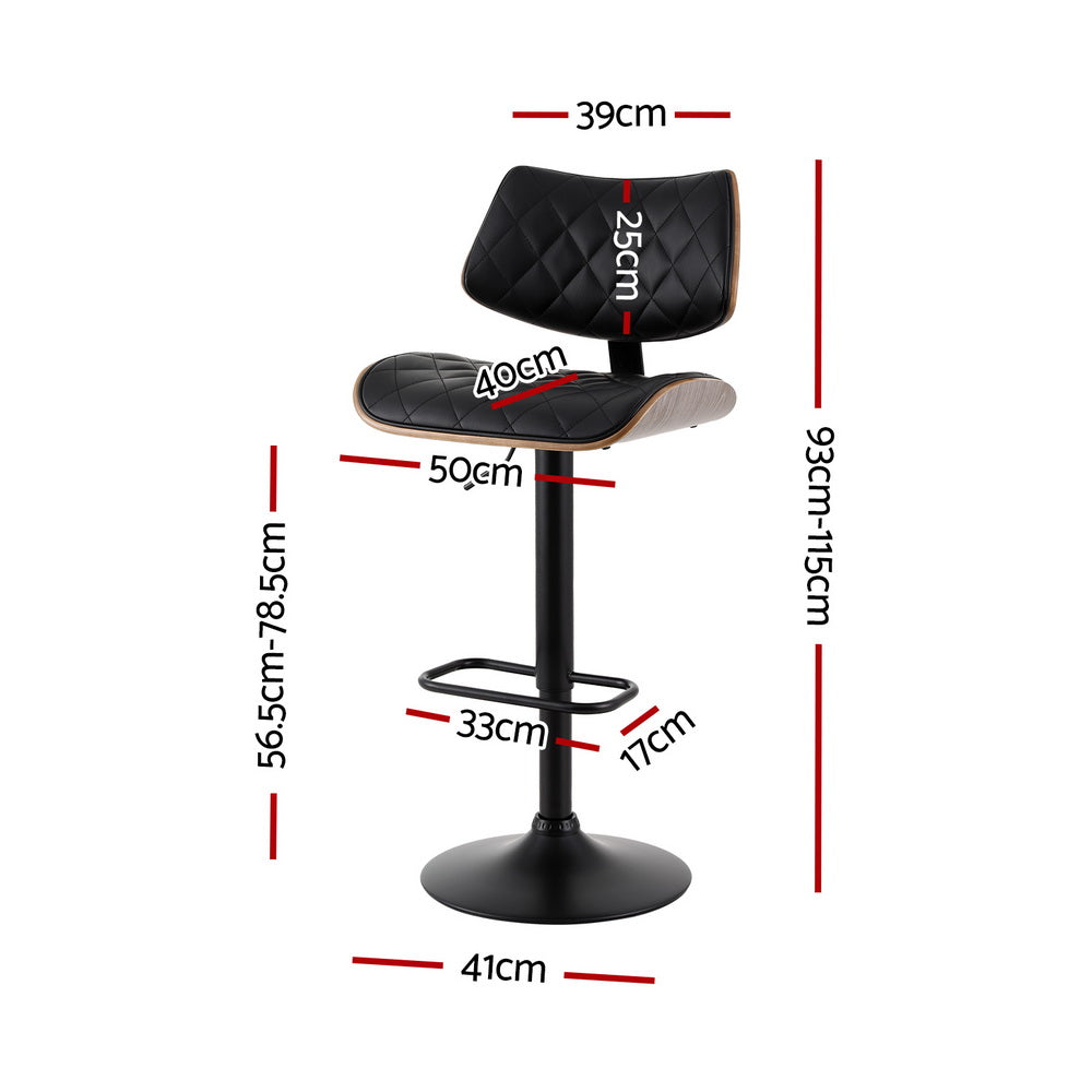 Table & Bar Stools: Artiss Bar Stools Kitchen Dining Chairs Gas Lift Stool Wooden Leather Black