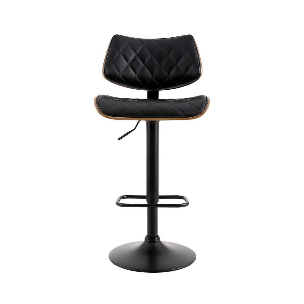Table & Bar Stools: Artiss Bar Stools Kitchen Dining Chairs Gas Lift Stool Wooden Leather Black